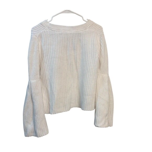 Free People Damsel Bell Sleeve White Knit Sweater Womens Small - Picture 5 of 7